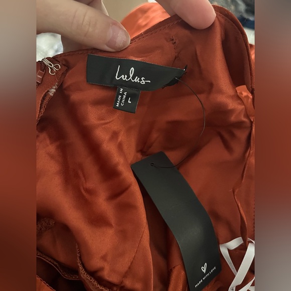 Lulus Simply Dreamy Rust Orange Satin Floral Jacquard Maxi Dress - Picture 8 of 8